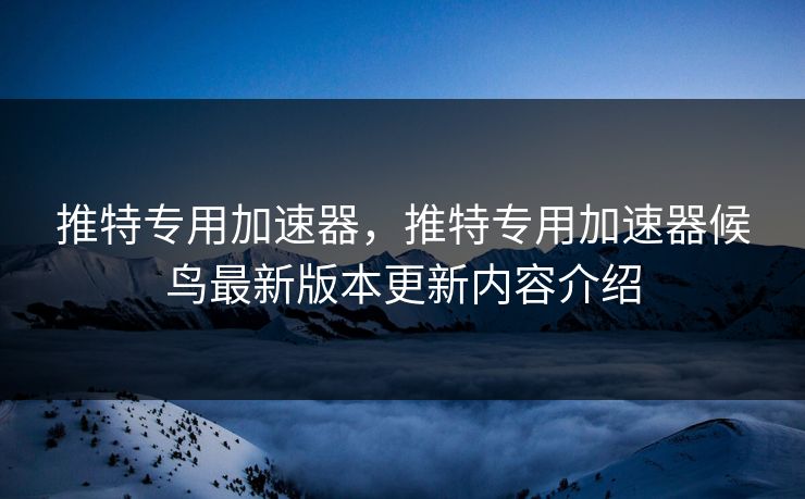 推特专用加速器，推特专用加速器候鸟最新版本更新内容介绍