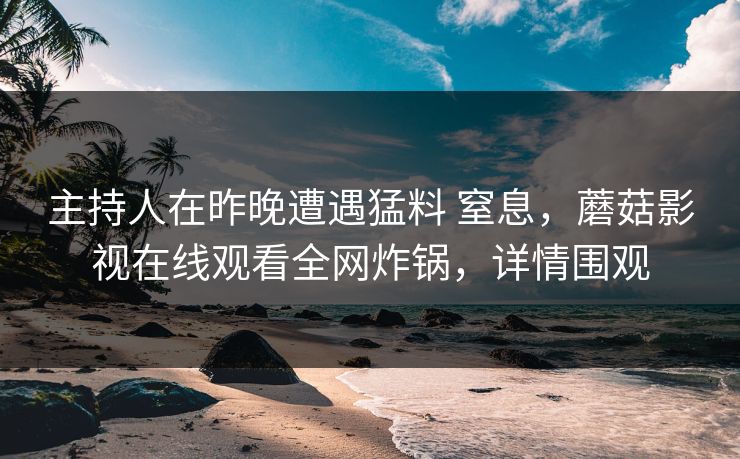 主持人在昨晚遭遇猛料 窒息，蘑菇影视在线观看全网炸锅，详情围观