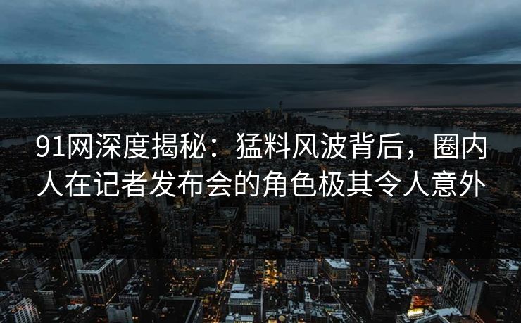 91网深度揭秘：猛料风波背后，圈内人在记者发布会的角色极其令人意外