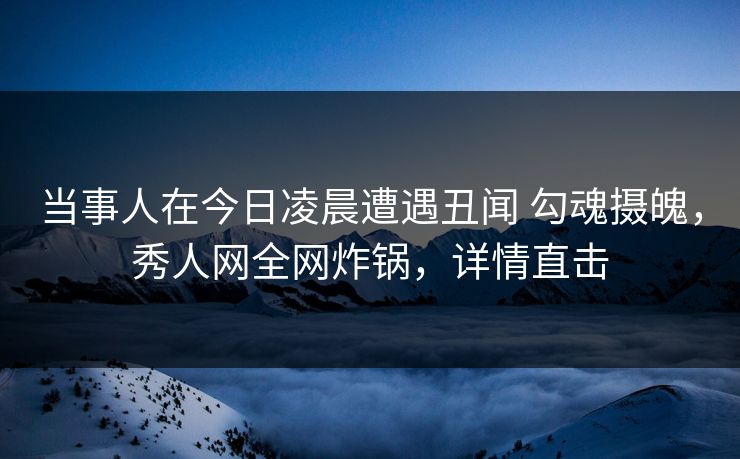 当事人在今日凌晨遭遇丑闻 勾魂摄魄，秀人网全网炸锅，详情直击