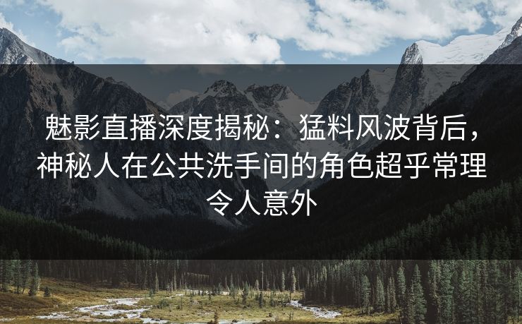 魅影直播深度揭秘：猛料风波背后，神秘人在公共洗手间的角色超乎常理令人意外