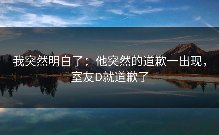 我突然明白了：他突然的道歉一出现，室友D就道歉了