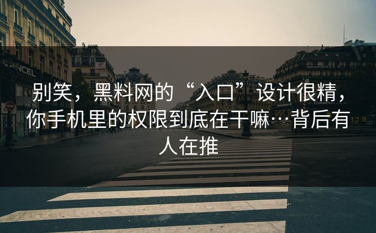 别笑，黑料网的“入口”设计很精，你手机里的权限到底在干嘛…背后有人在推