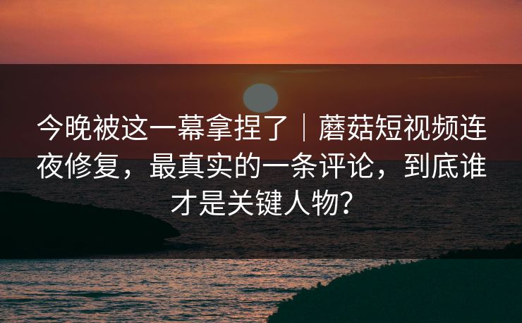 今晚被这一幕拿捏了｜蘑菇短视频连夜修复，最真实的一条评论，到底谁才是关键人物？